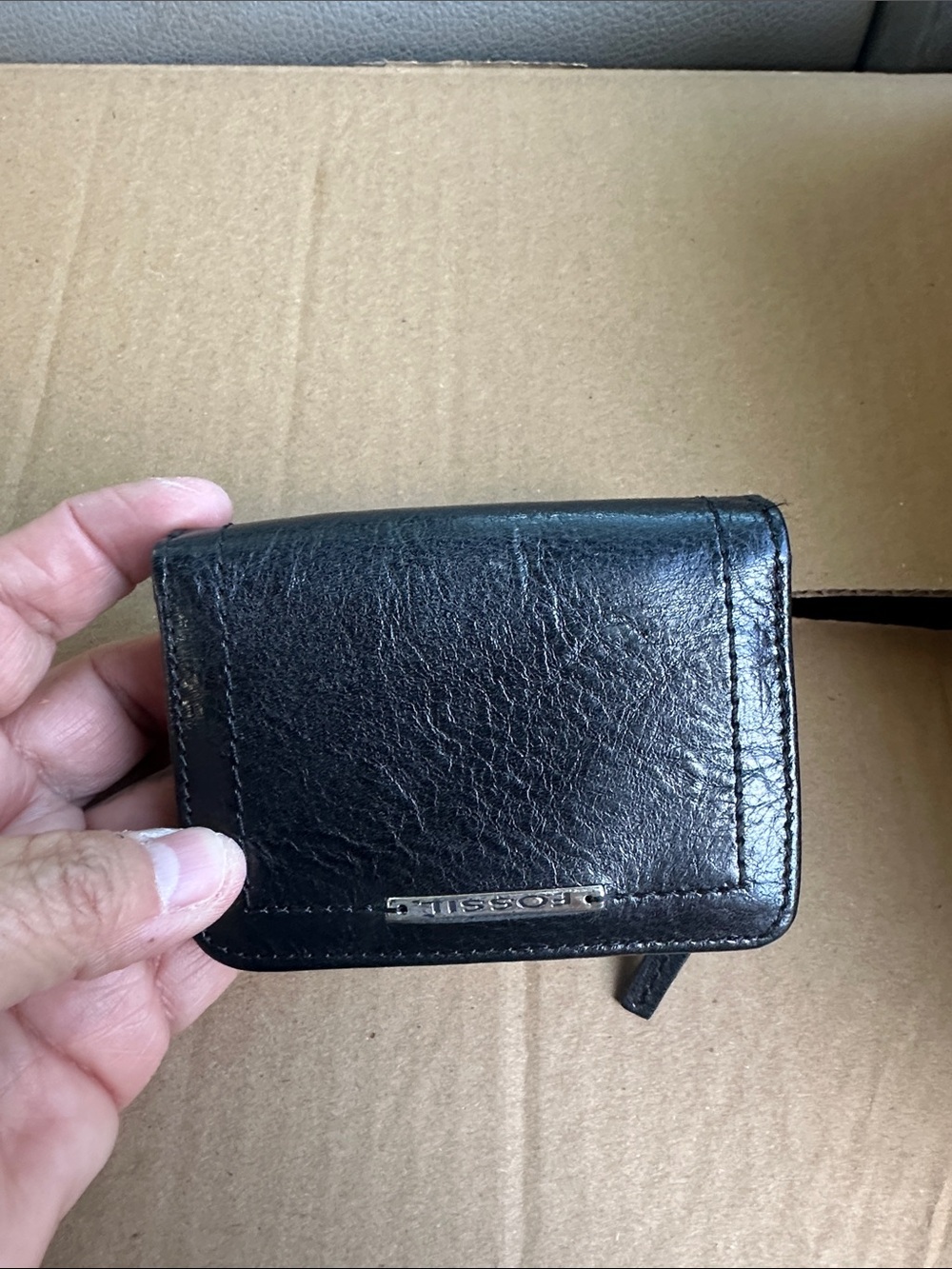 Fossil Black Leather Card & Key Holder